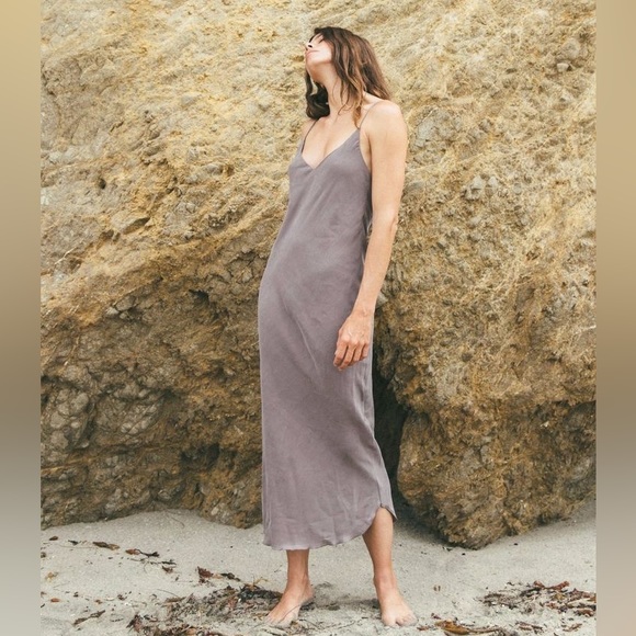 OZMA Anaise Maxi Slip Dress Cupro in Tobacco Size Large - Picture 4 of 15